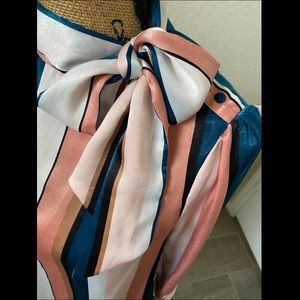 *nwOt* silky soft stripped tie collared top